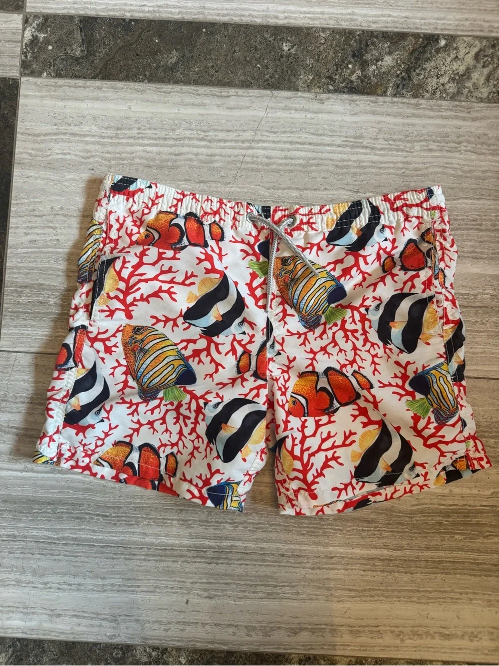 MC2 Saint Barth Tropical Fish Print Swim Shorts - White/Red/Black